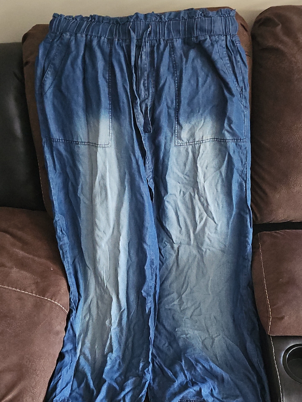 Lightwash Blue Wide Leg Drawstring Pants